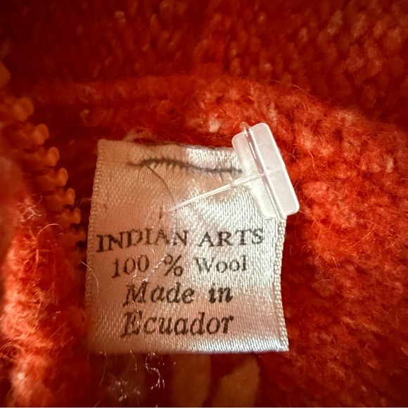 Hand knit native Indian Arts zip sweater floral Aztec jacket 100% wool girls - Picture 4 of 10